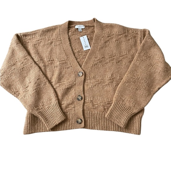 Topshop Knitted Textured Basket Weave Cardigan in Carmel Size 4-6 - Picture 4 of 9